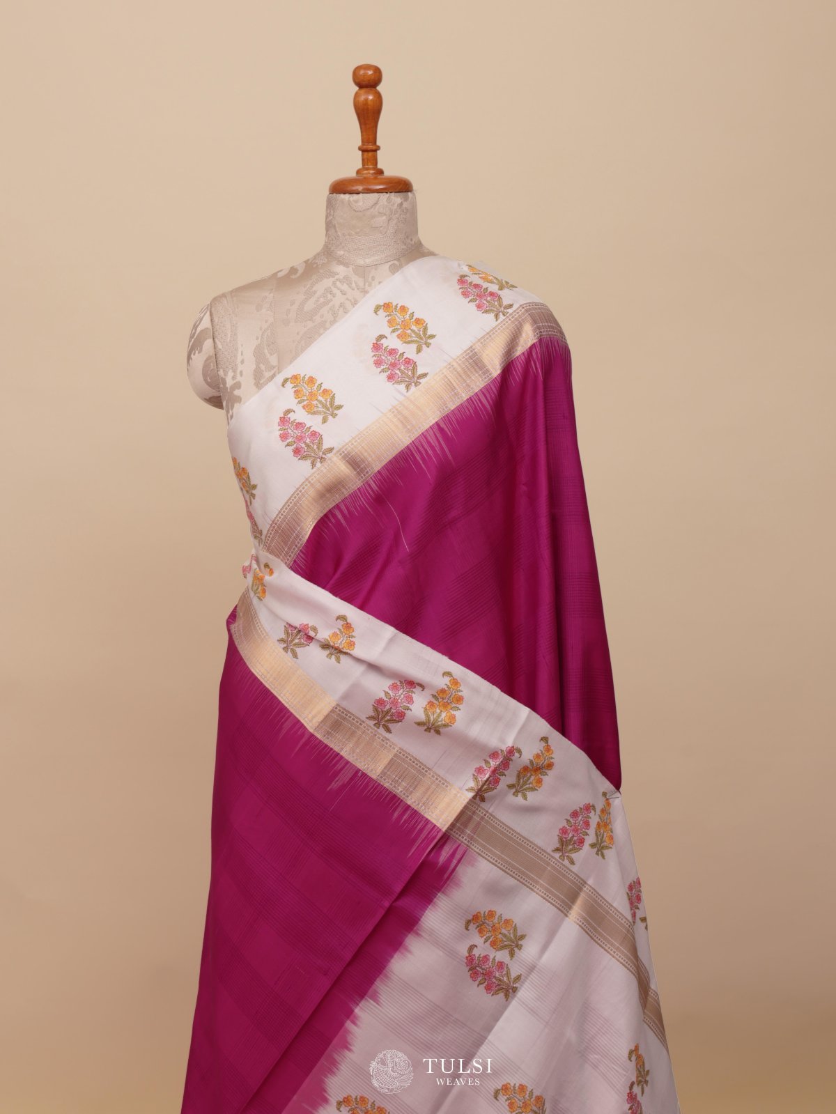 Pink Block Printed Soft Silk Saree