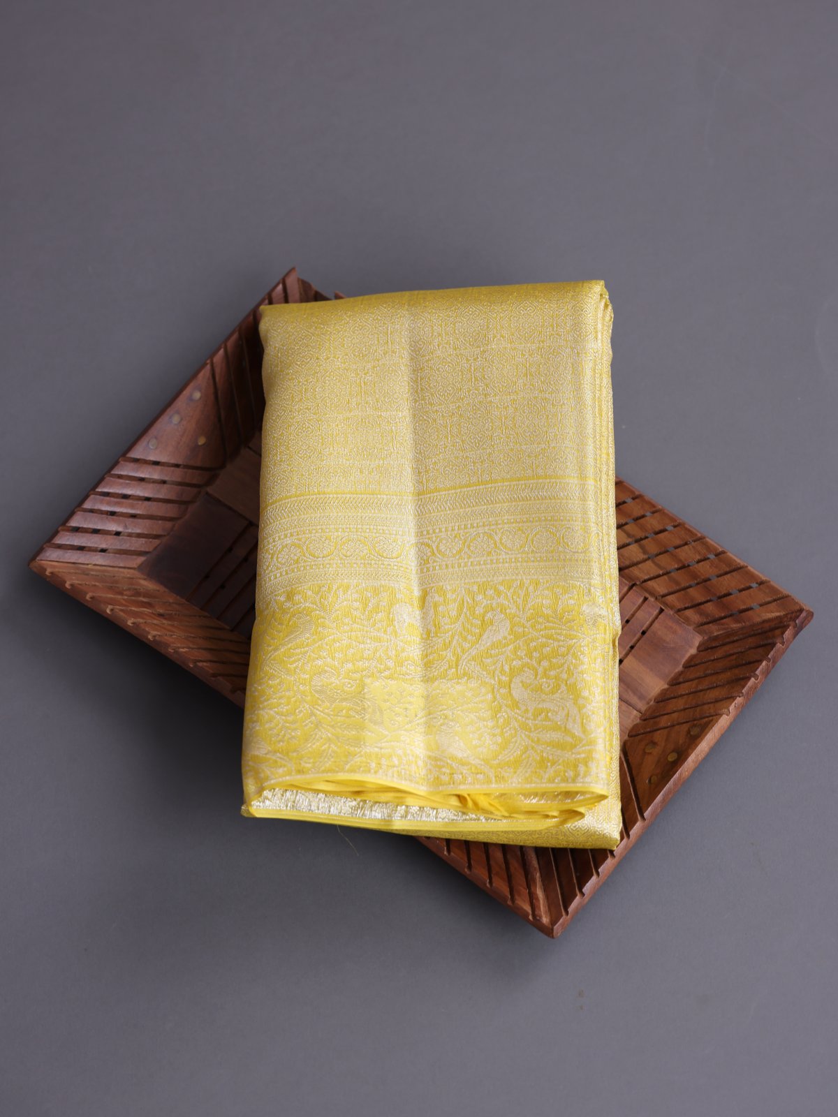 Yellow Organza Kanjeevaram Silk Saree