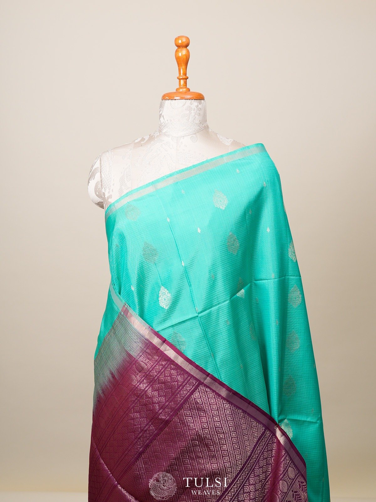 Light Teal Blue Soft Silk Saree