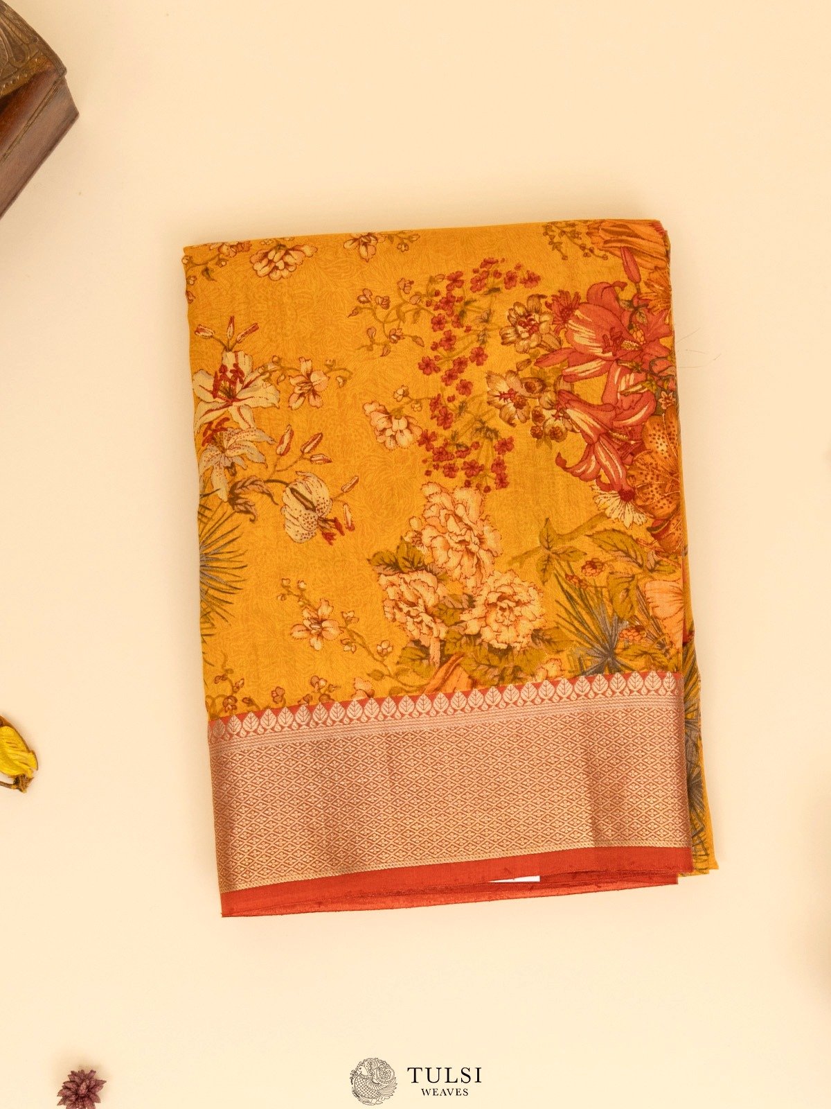 Mustard Orange Chaniya Silk Saree