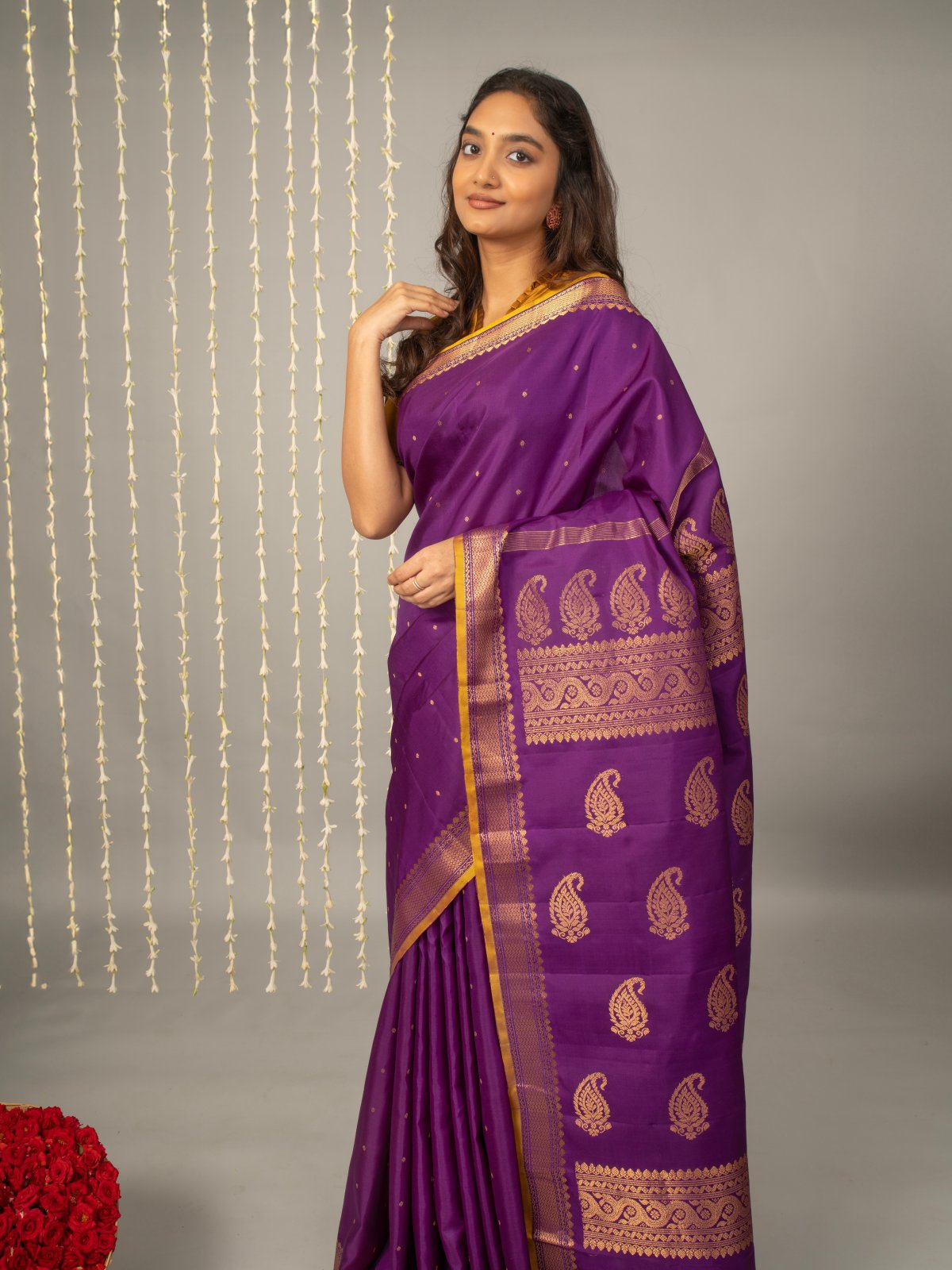 Purple Gadwal silk saree