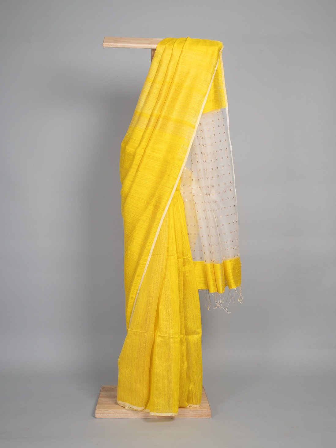 Lemom Yellow Tussar silk saree