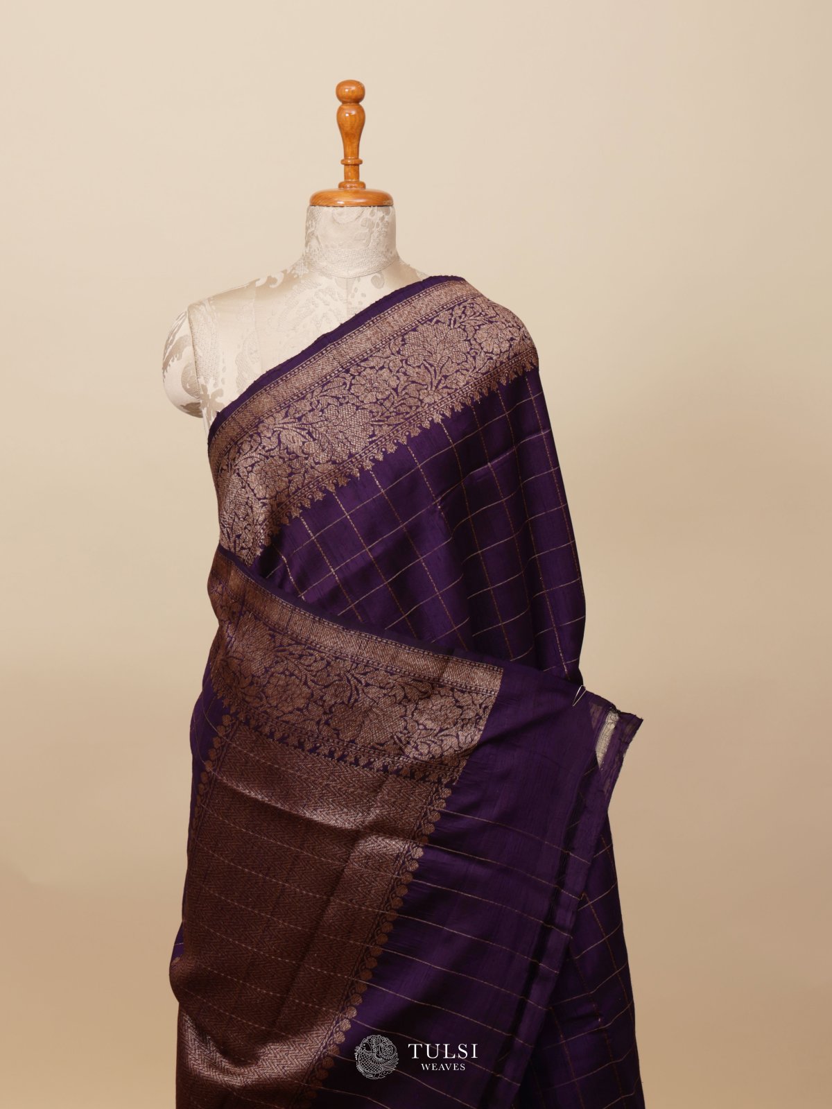 Purple Banaras Tussar Silk Saree