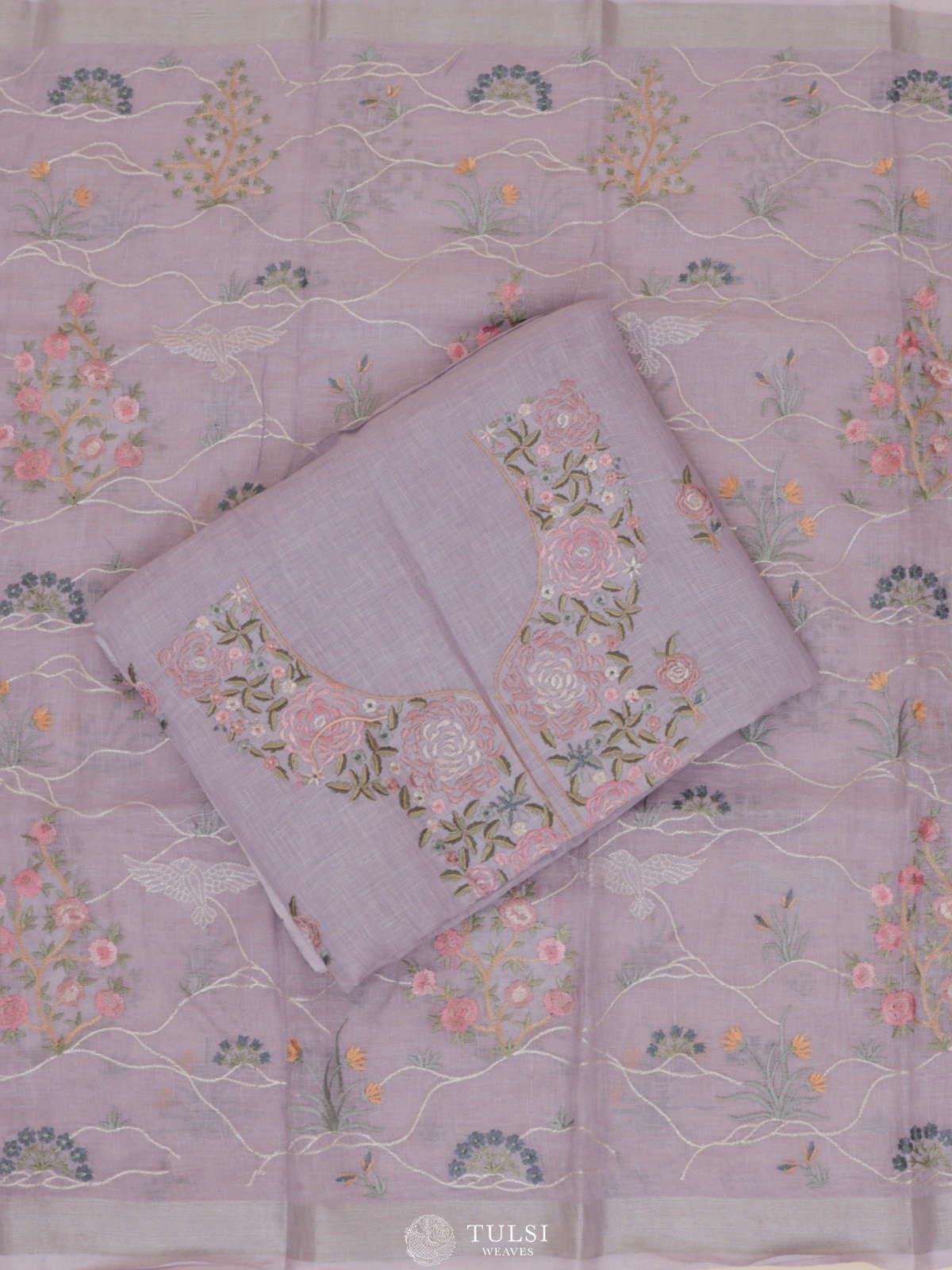 Lilac Lenin Cotton Salwar Material