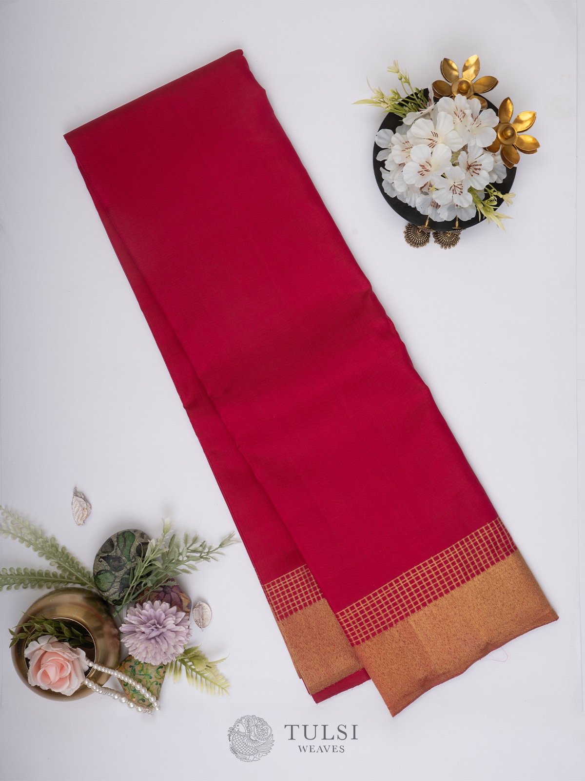 Reddish Pink Kanchipuram Silk Saree with Bavanchi border