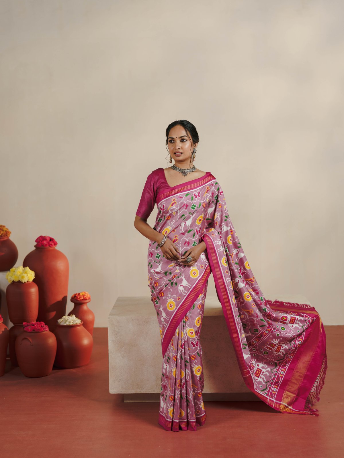 Curated 7 - Dusty Pink Patan Patola Silk Saree