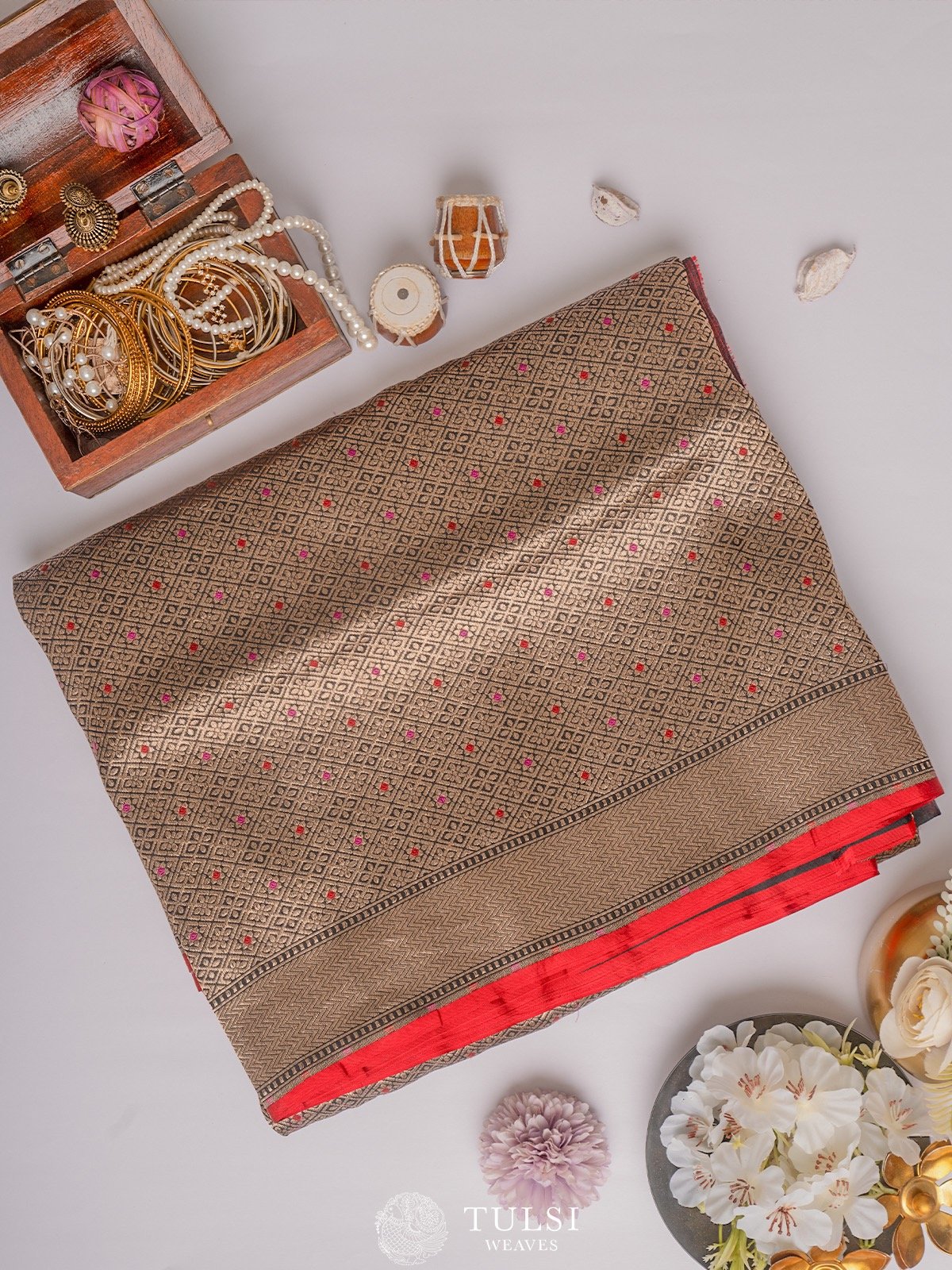 Black Banarasi Brocade Silk Saree