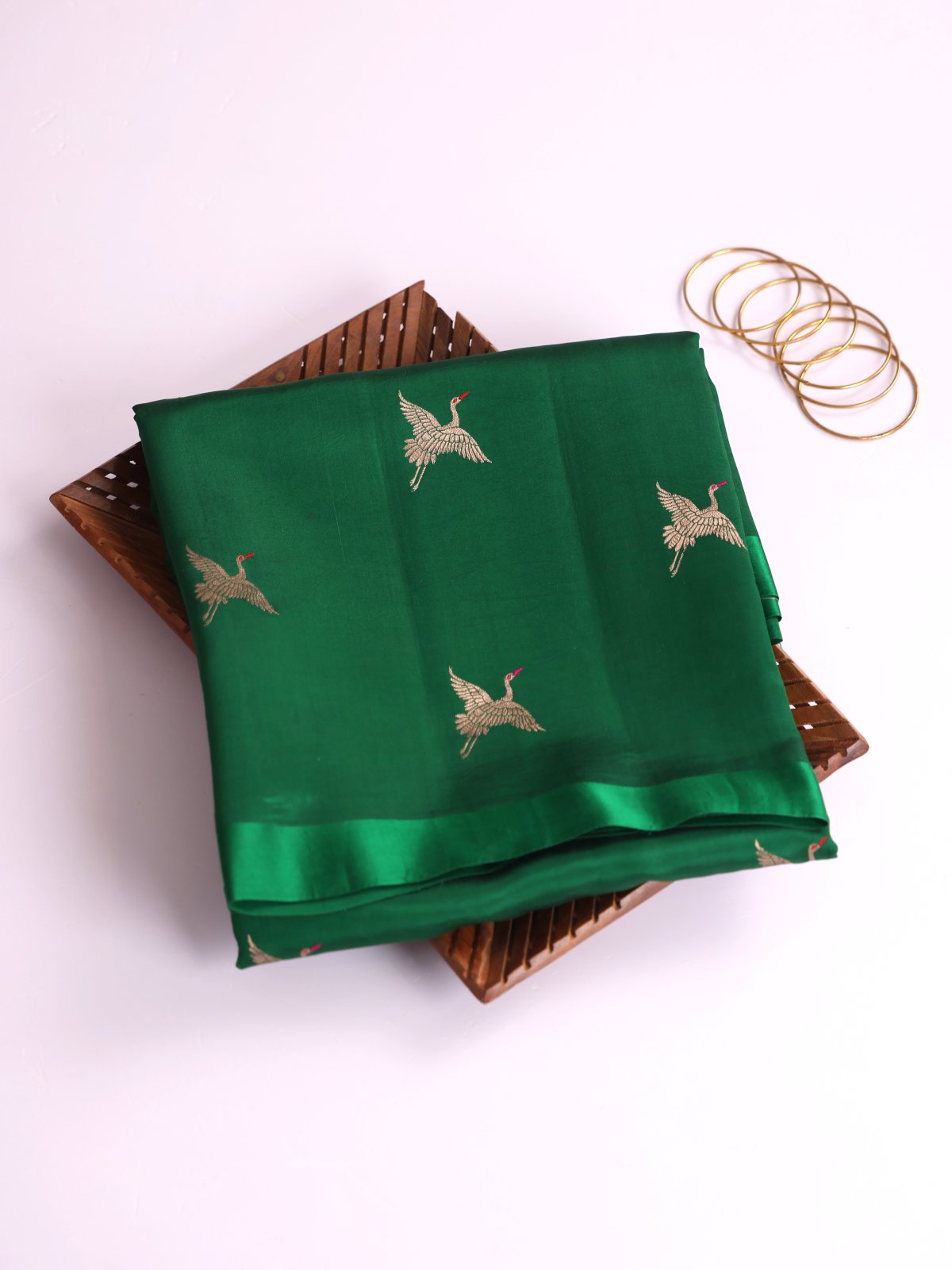 Green Mashru Silk Saree With Satin Border