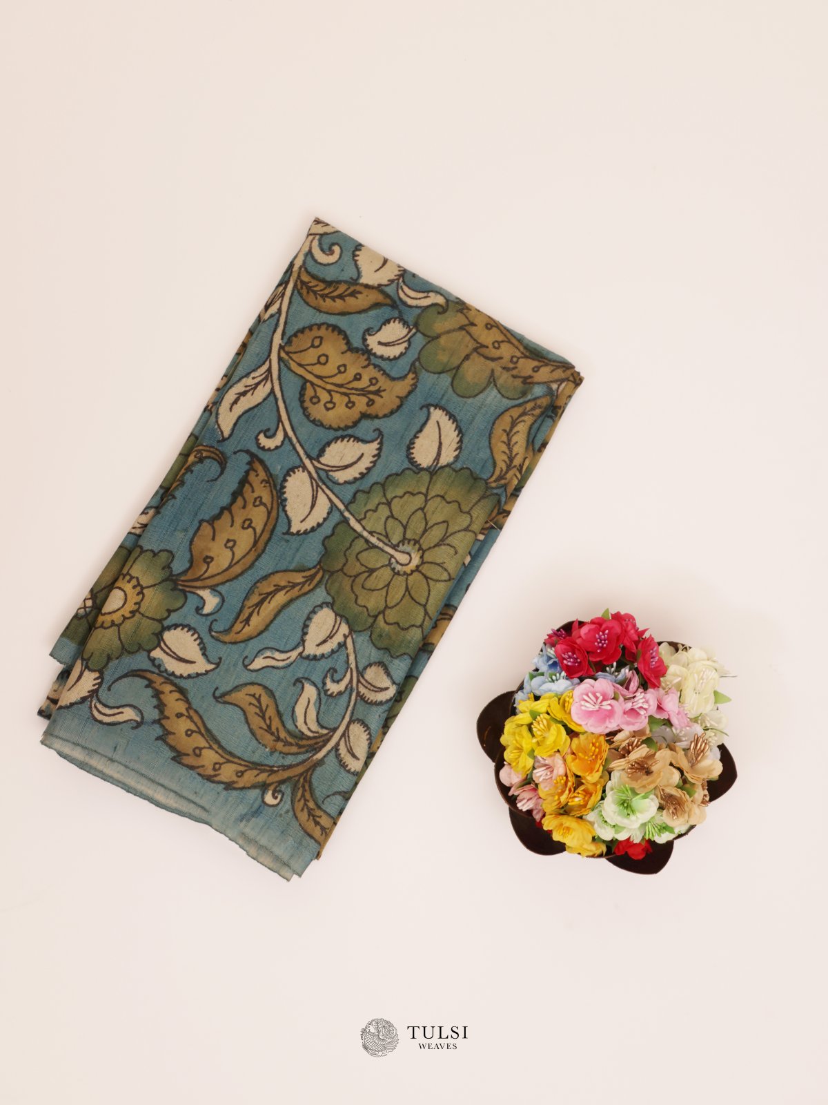 Blue Kalamkari Silk Blouse 