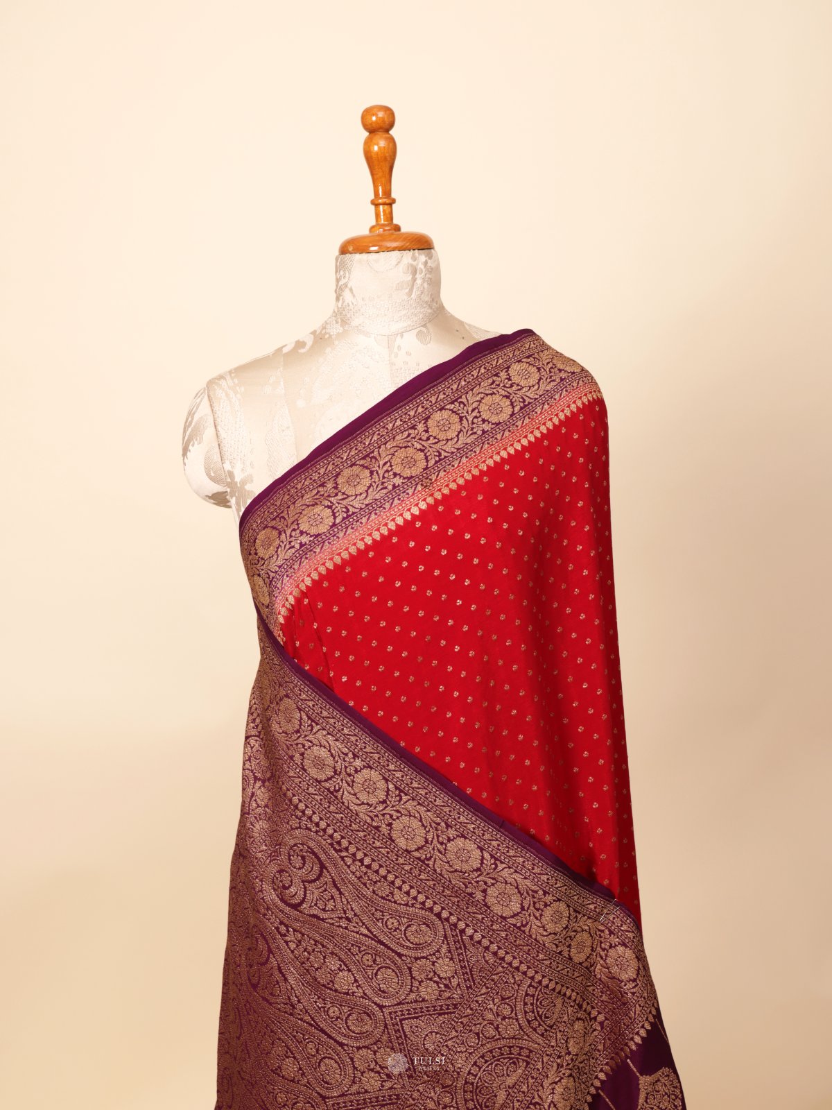 Red Banaras Crepe Silk Saree