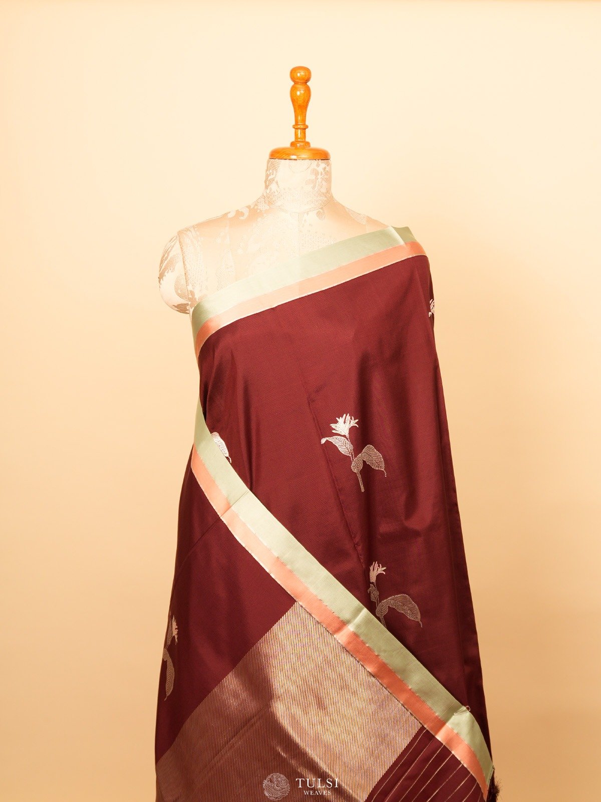 Dark Brown Mashru Silk Saree