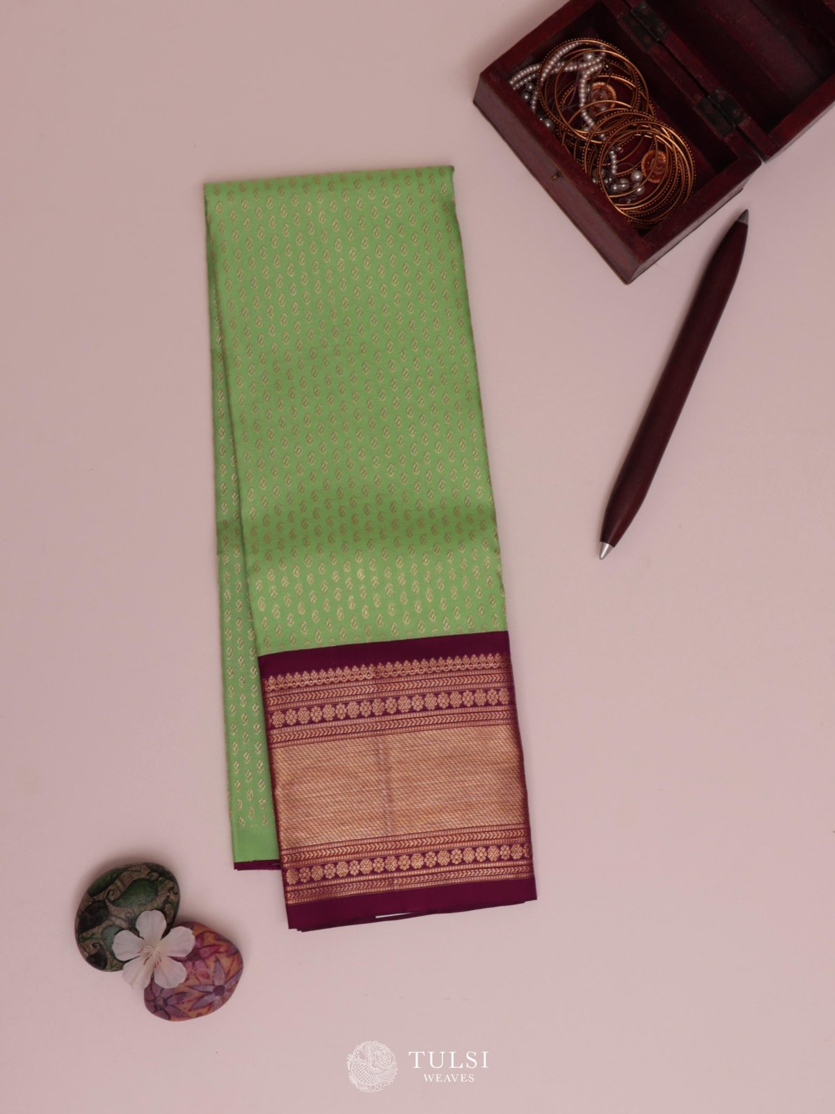 Parrot Green Kanjeevaram Silk Pavadai