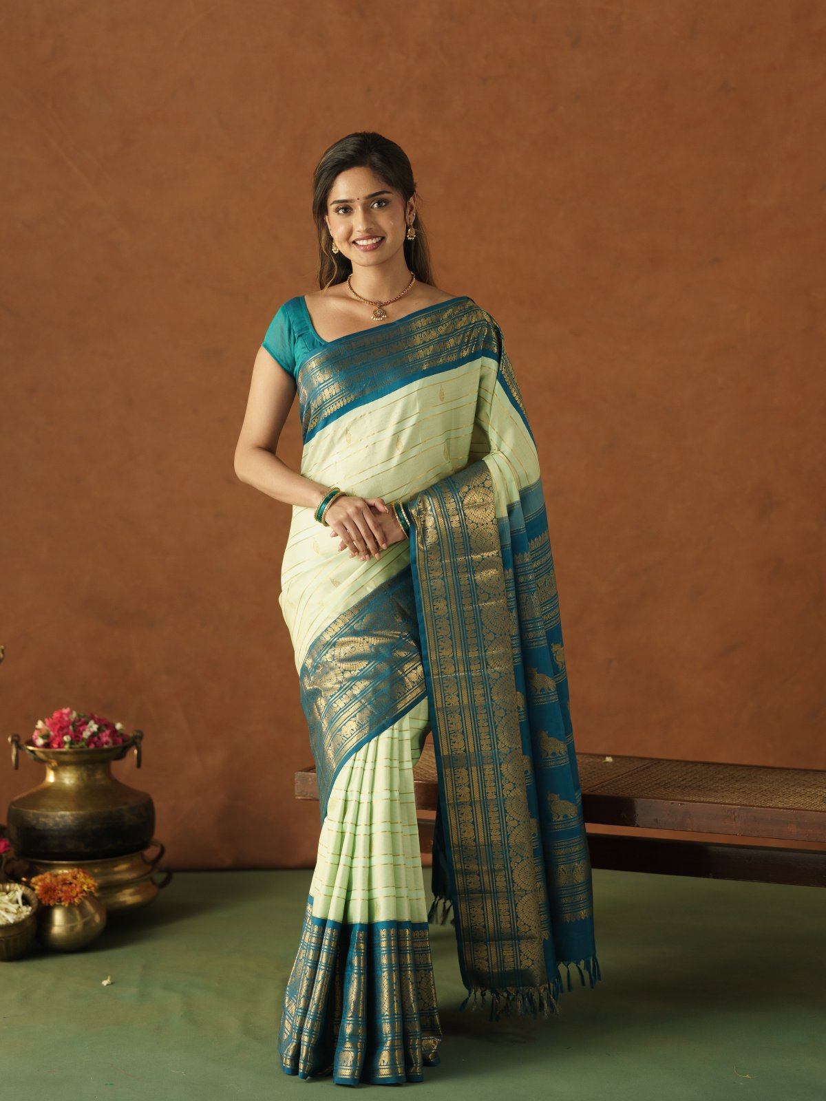 Mint Green Kanjeevaram Silk Saree