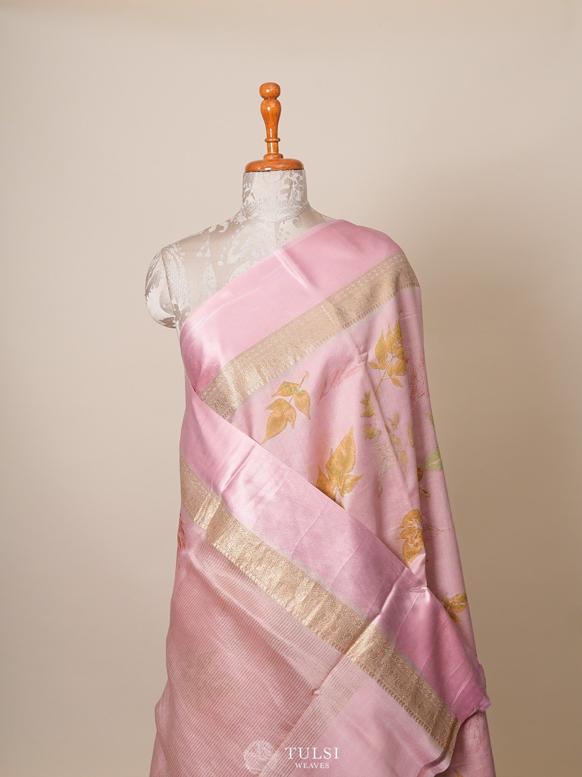Light Pink Munga Tussar Silk Saree