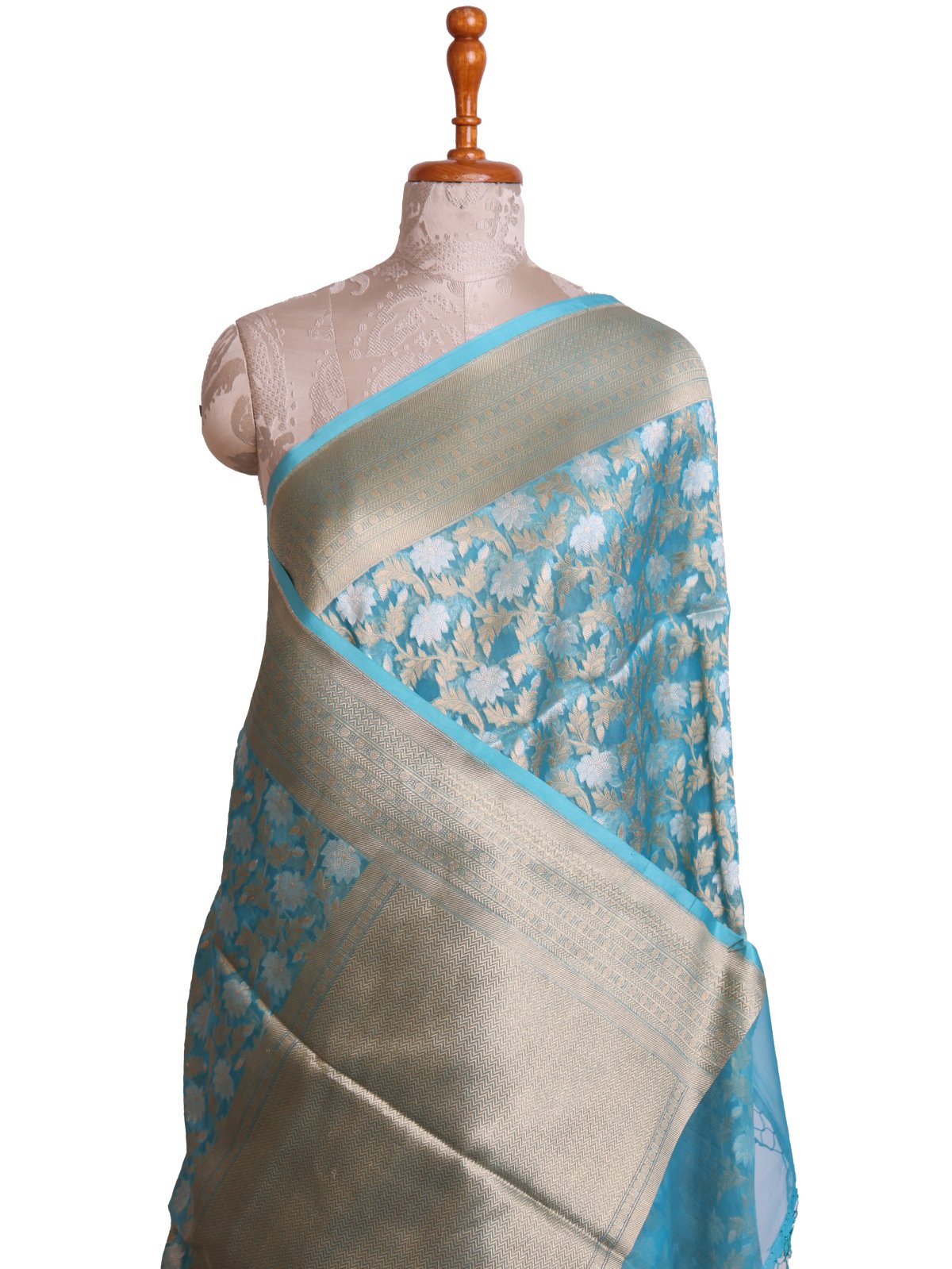 Light  Blue Kora Silk Saree