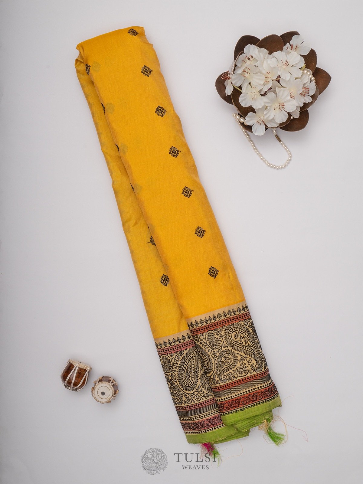 Yellow Gadwal Silk Saree