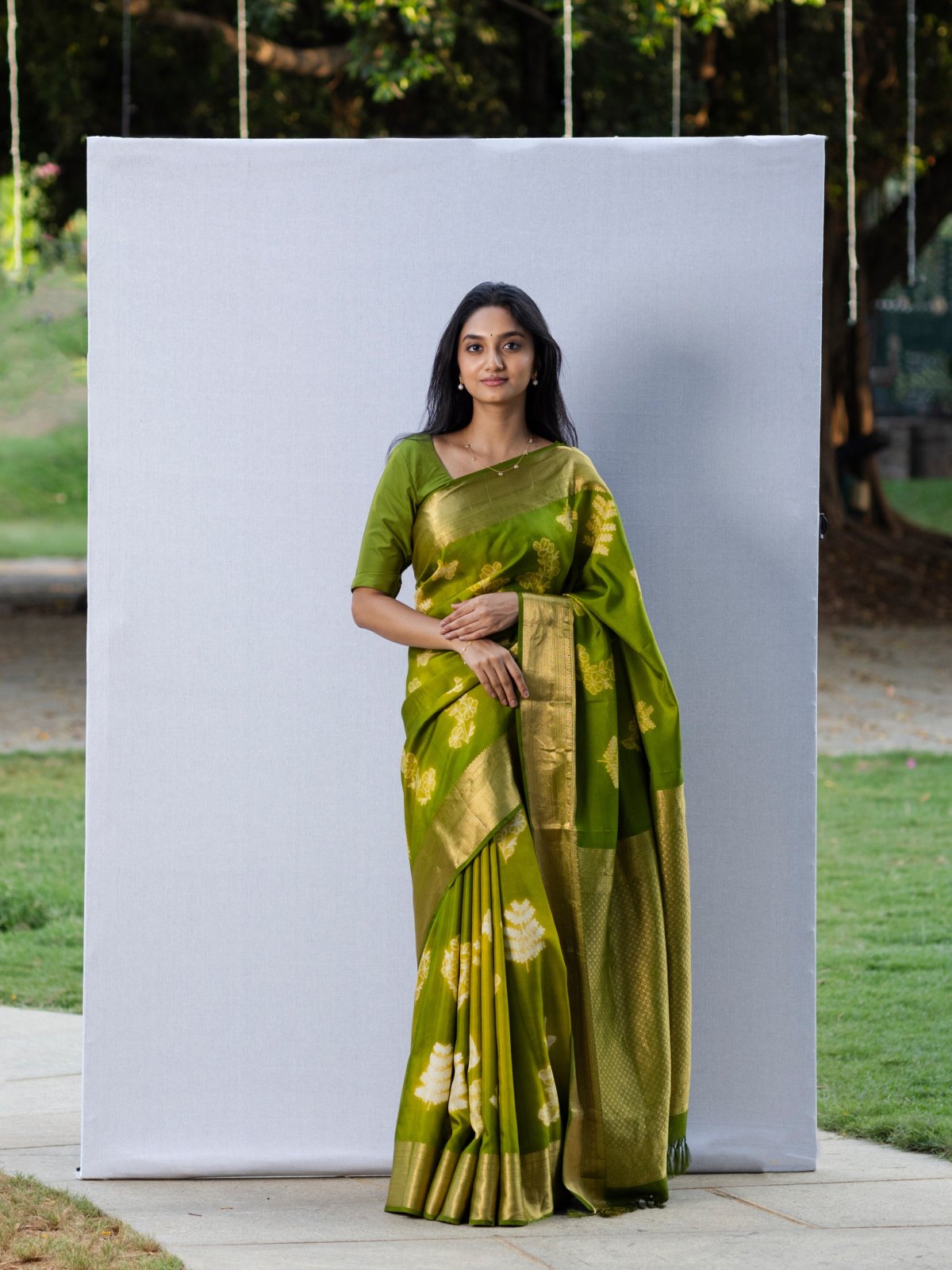 Light Green Shibori Kanjeevaram Silk Saree