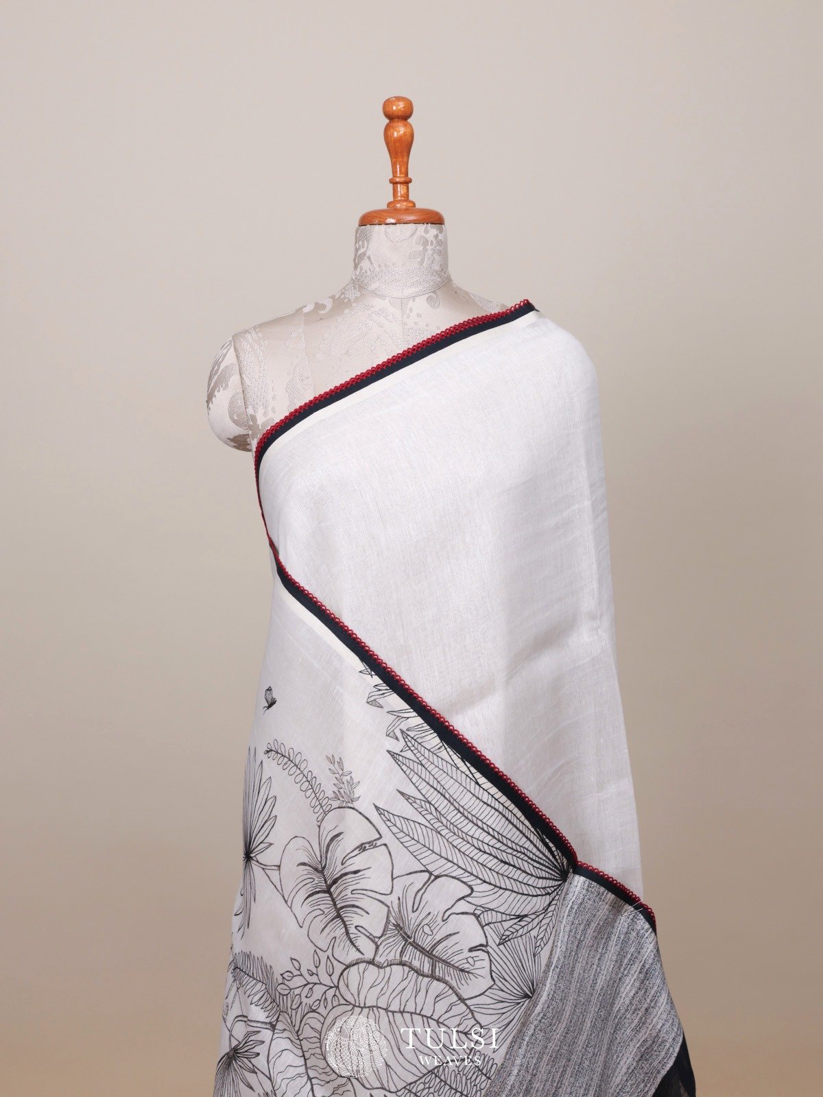 Off-White Linen Saree