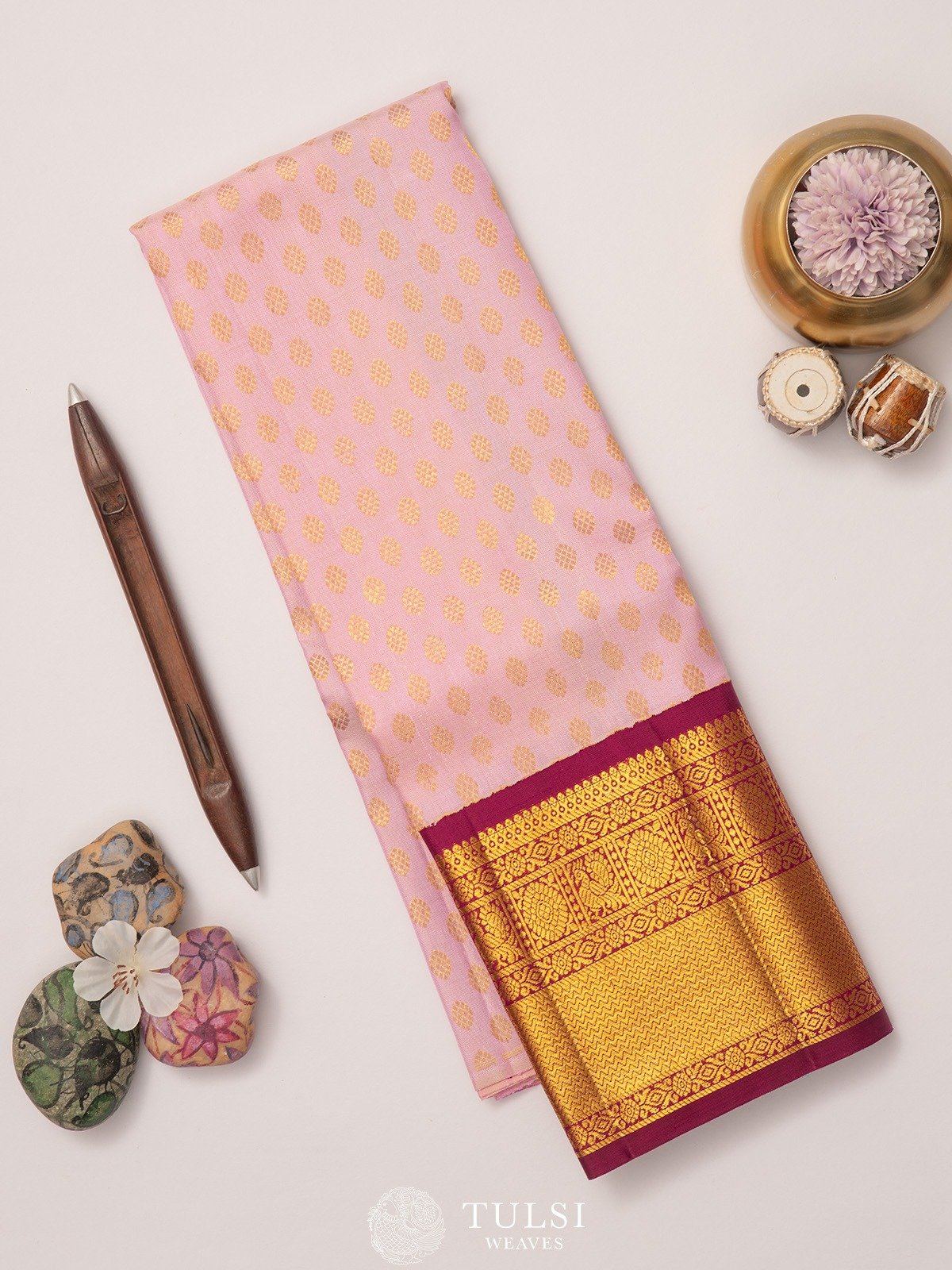 Dusty Pink Kanjeevaram Silk Pavadai 