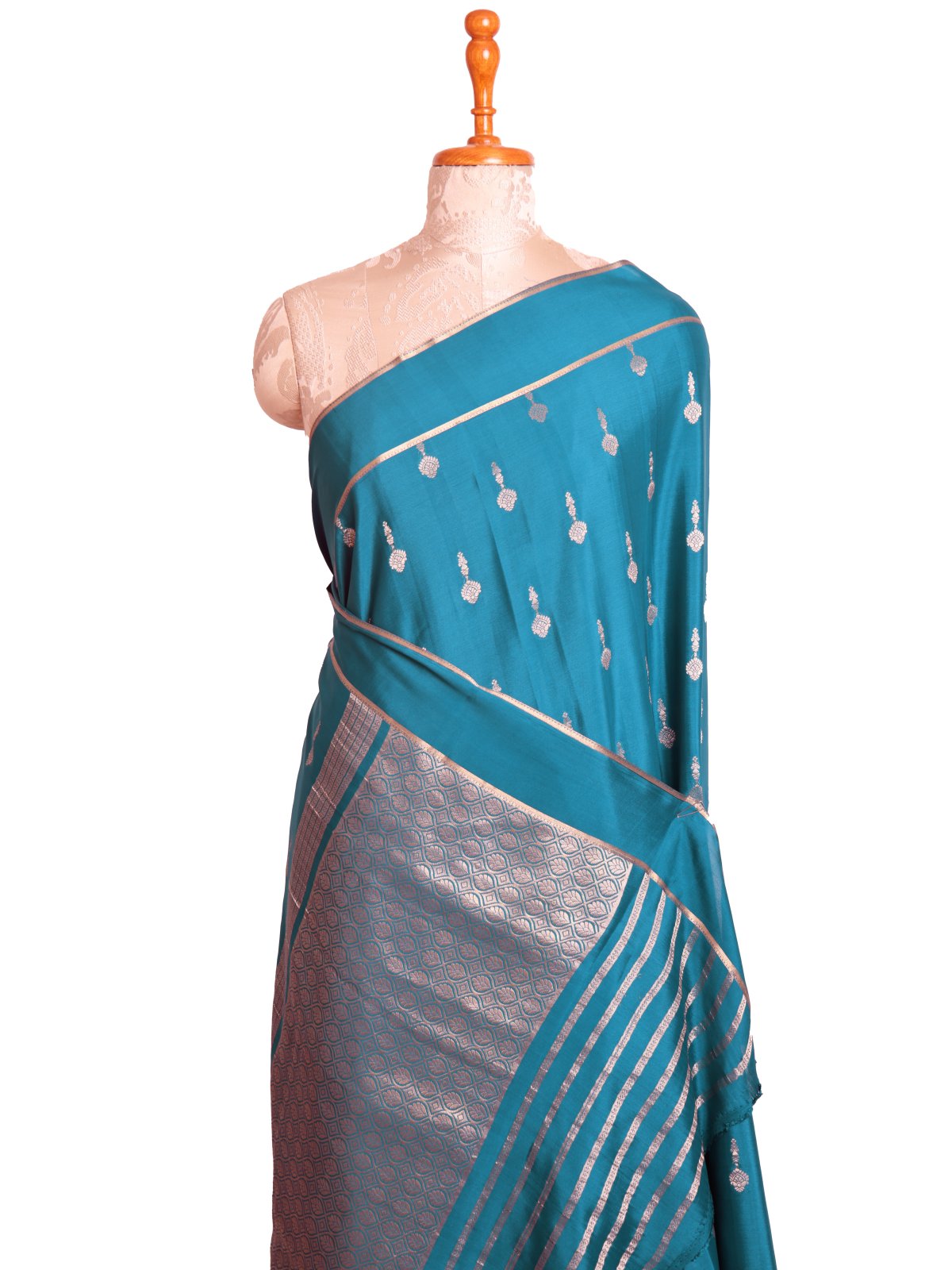 Teal Blue Mysore Silk Saree