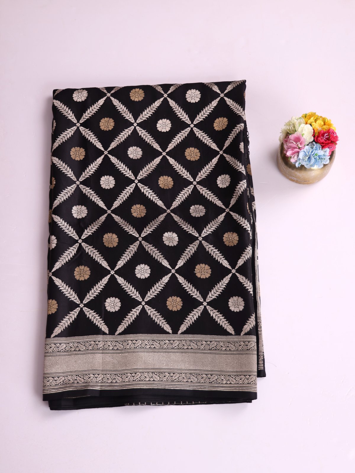 Black Mashru Silk Saree 