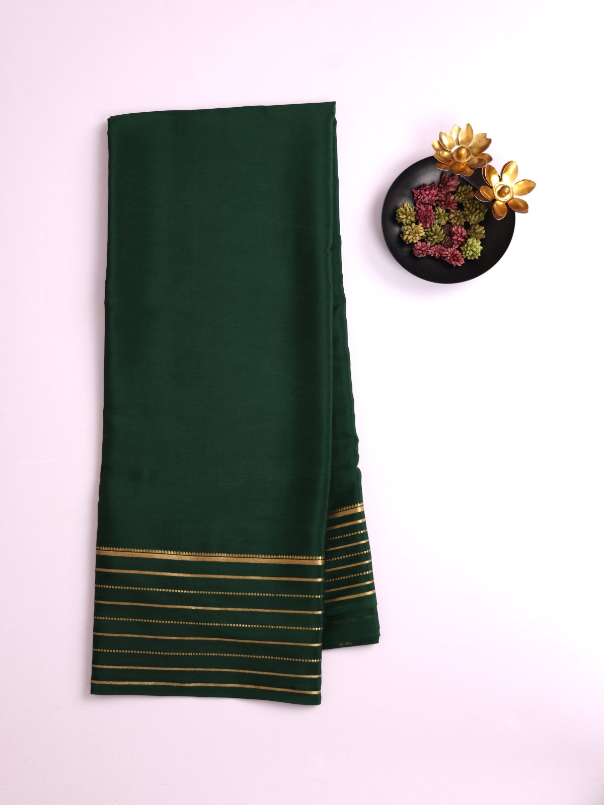 Dark Green Mysore Silk Saree