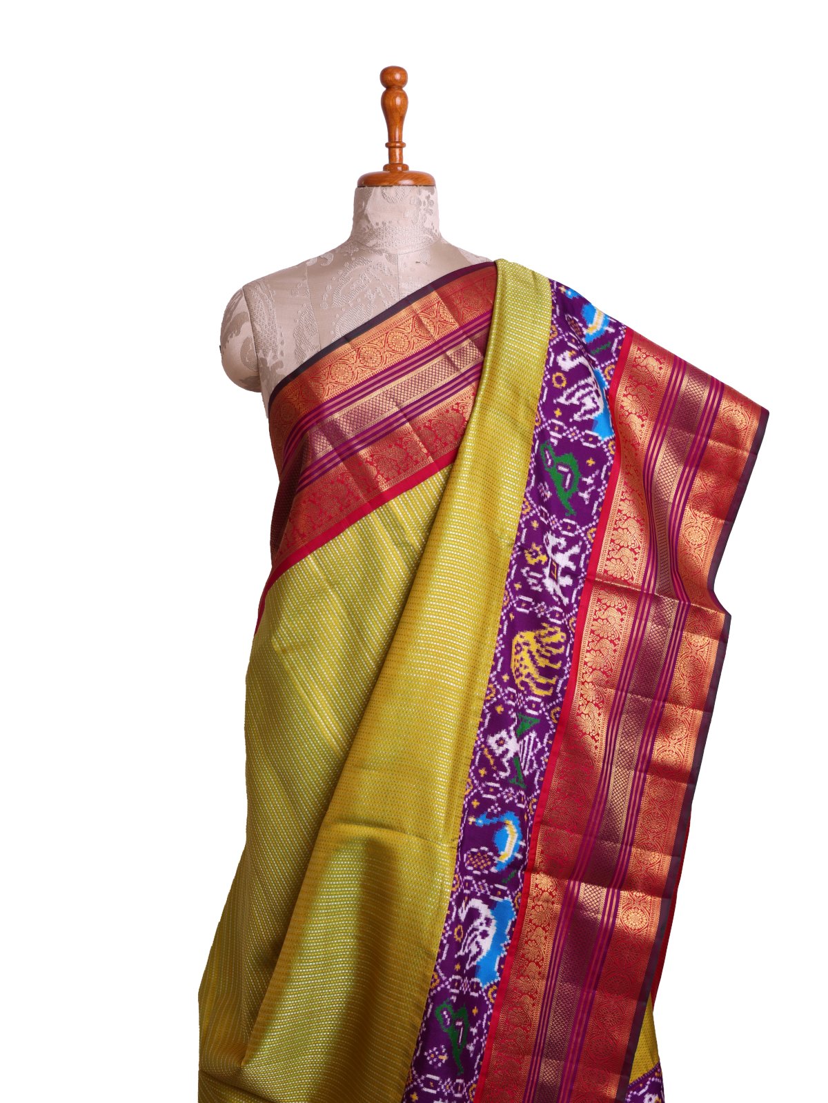 Light Mehendi Kanjeevaram Silk Saree with Patan Patola Border