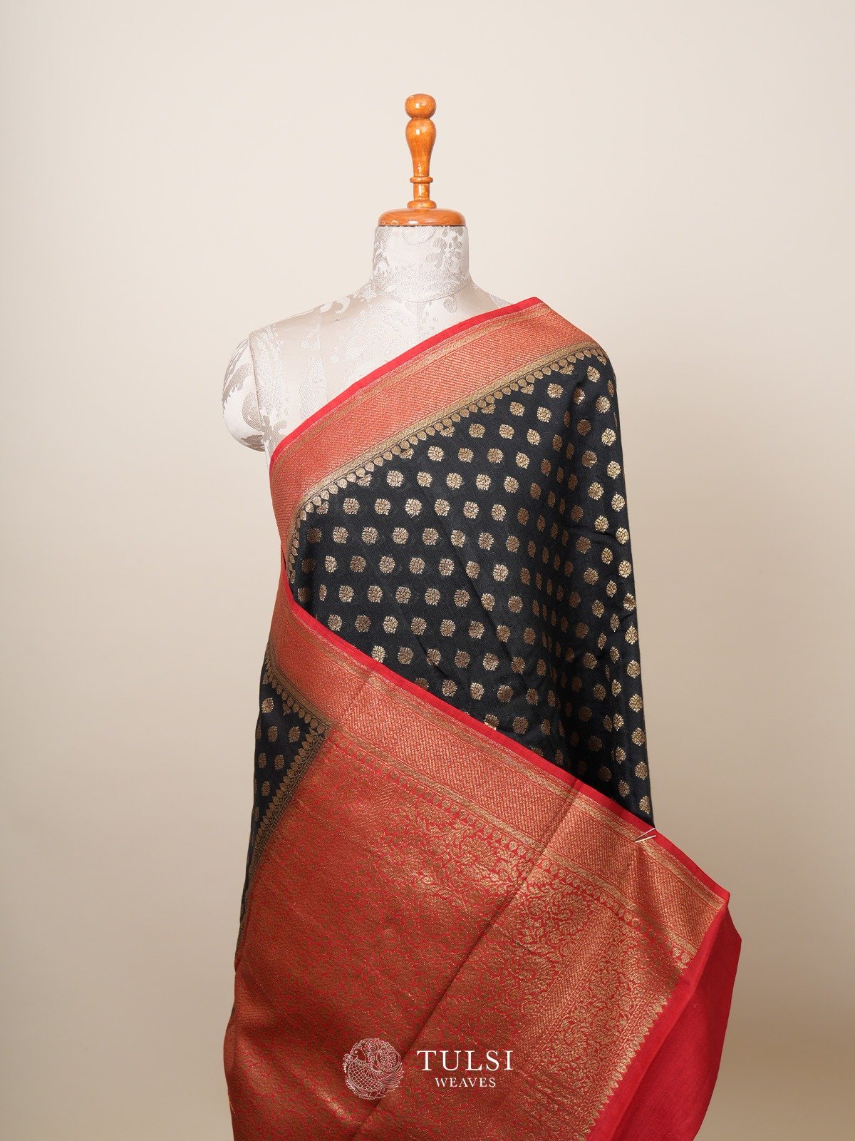 Black Banaras Tussar Silk Saree