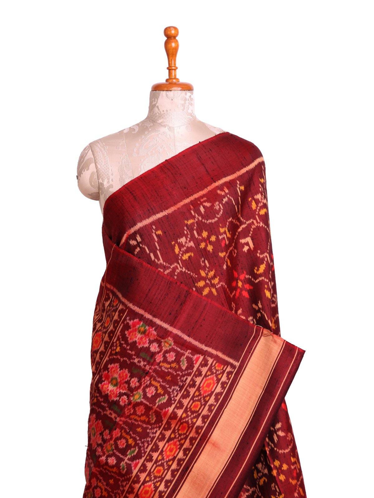 Dark Red Patola Silk Saree