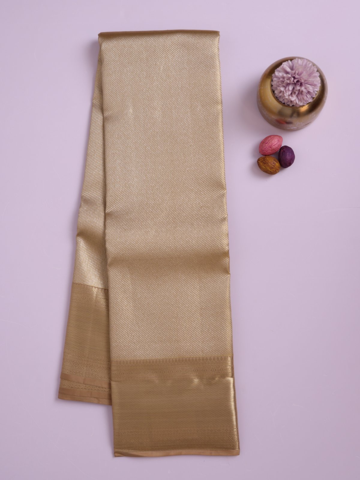 Metallic Gold Brocade Kanjeevaram Silk Saree