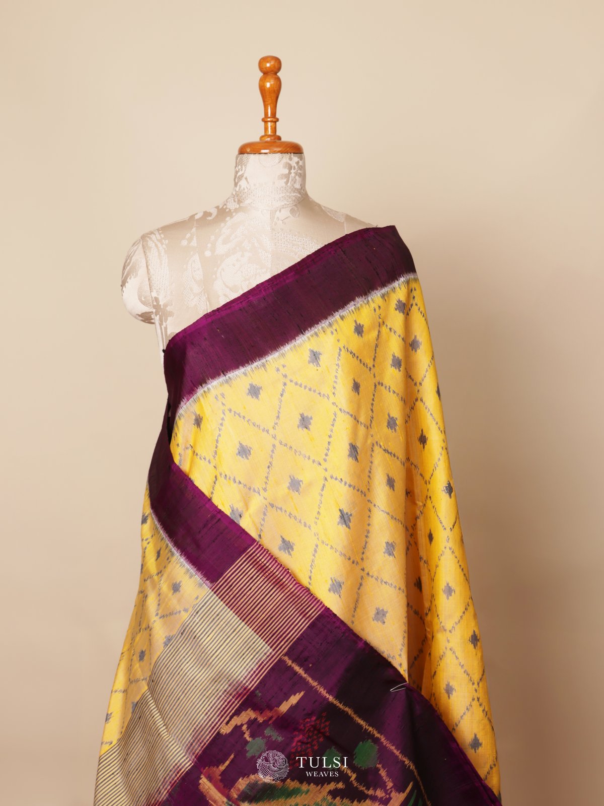 Yellow Patola Raw Silk Saree