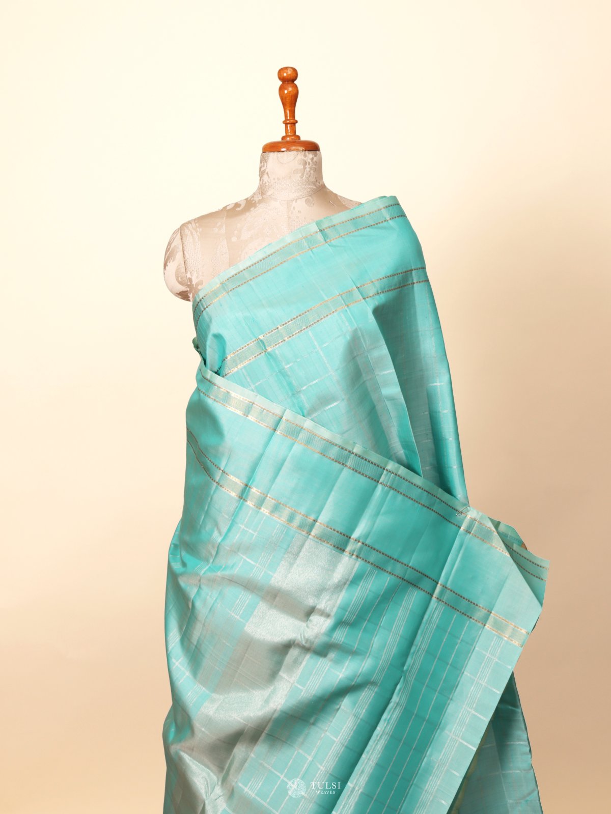 Turquoise Blue Kanjeevaram Silk Saree