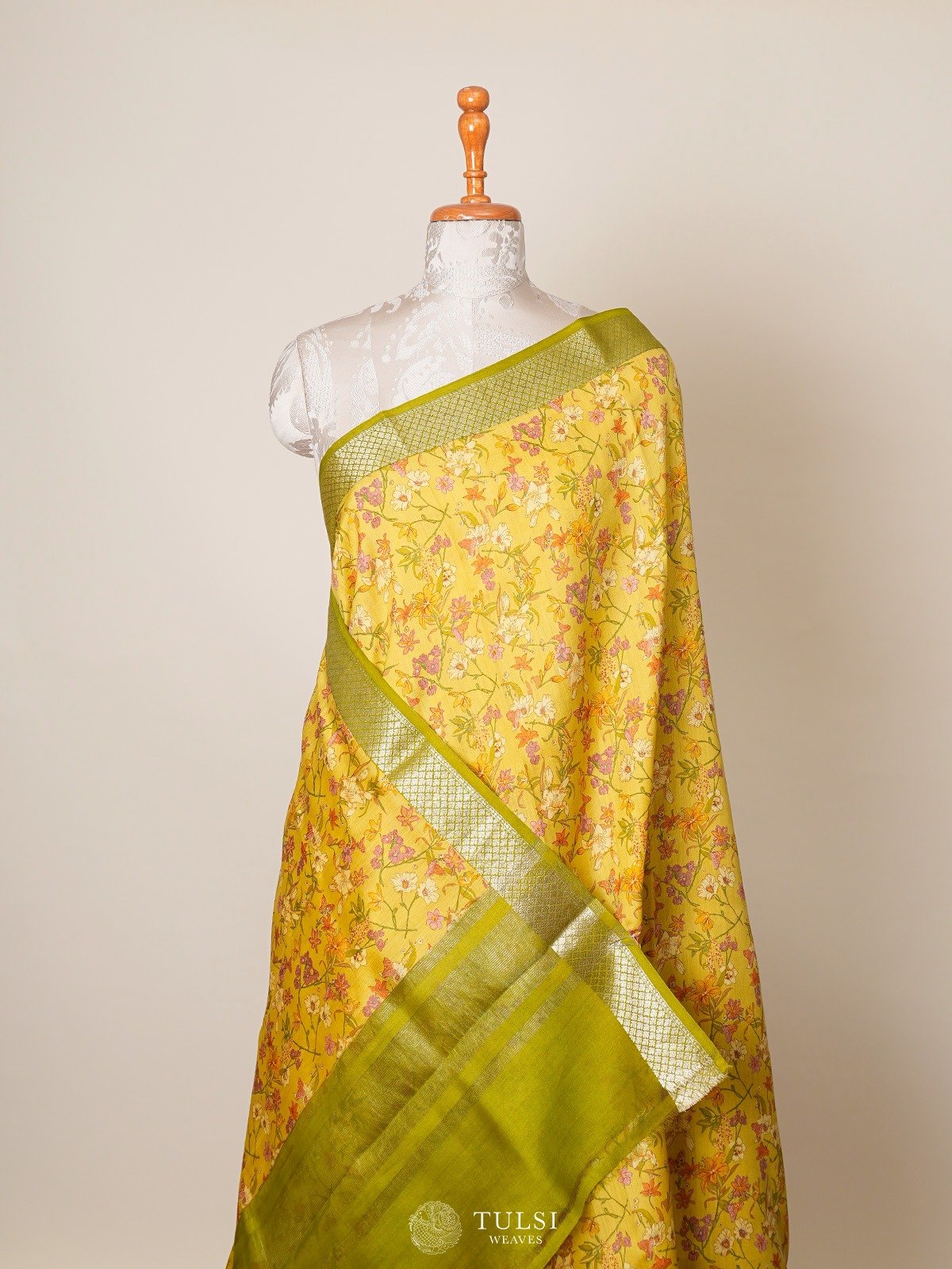 Light Yellow Chaniya Silk Saree