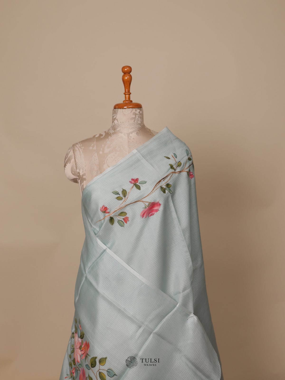 Light Blue Kota Hand Painted Saree