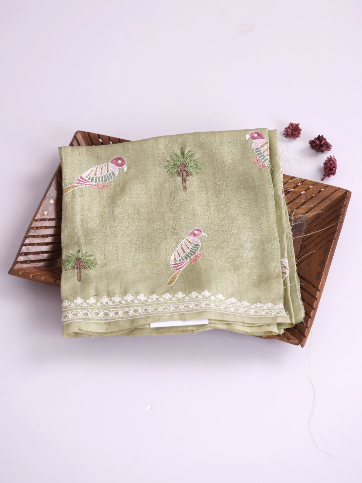 Sage Green Embroidered Tussar Silk Blouse