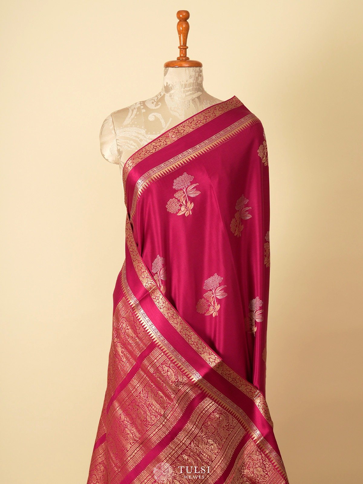 Pinkish Maroon Mysore Silk Saree