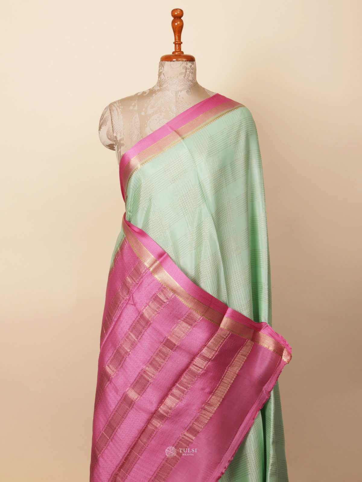 Light Mint Green Mysore Silk Saree