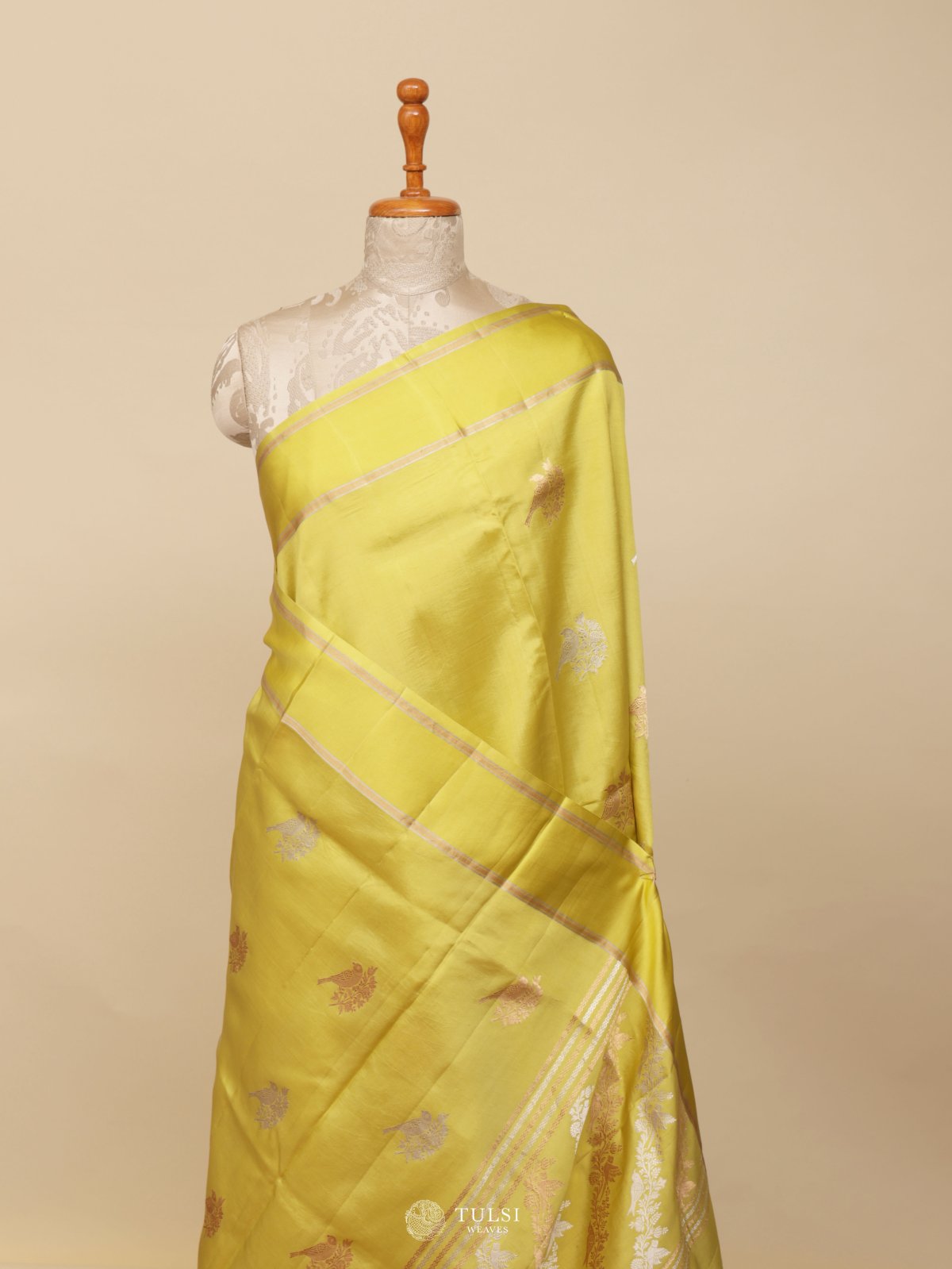 Light Yellow Mashru Silk Saree