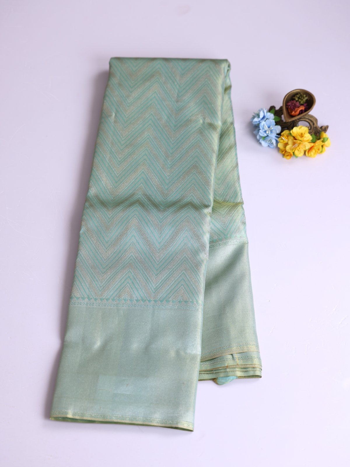 Light Blue Tissue Brocade Kanjeevaram Silk Saree