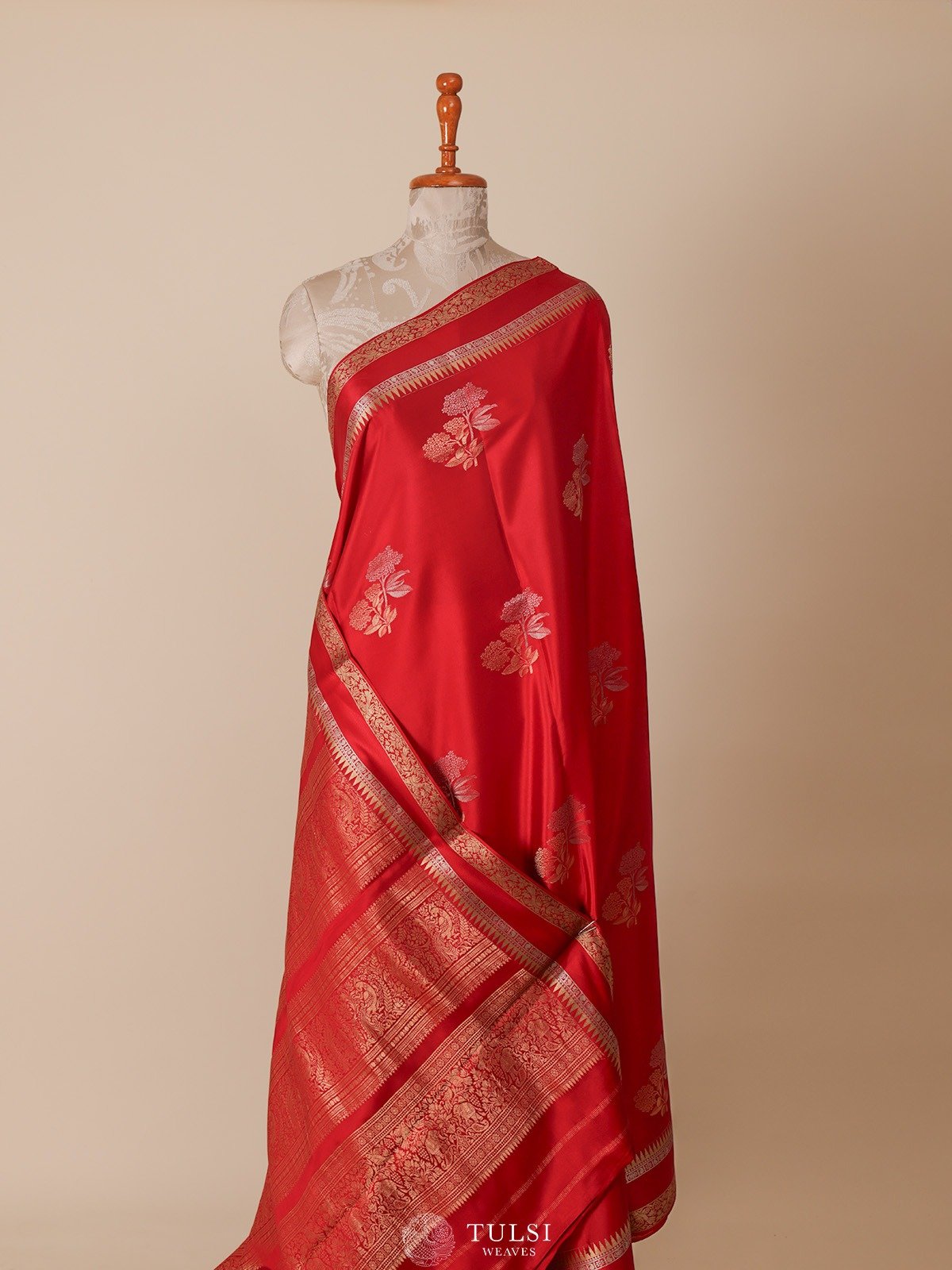 Dark Red Mysore Silk Saree