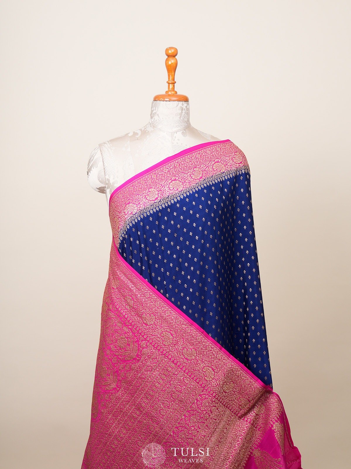 Indigo Blue Banaras Crepe Silk Saree