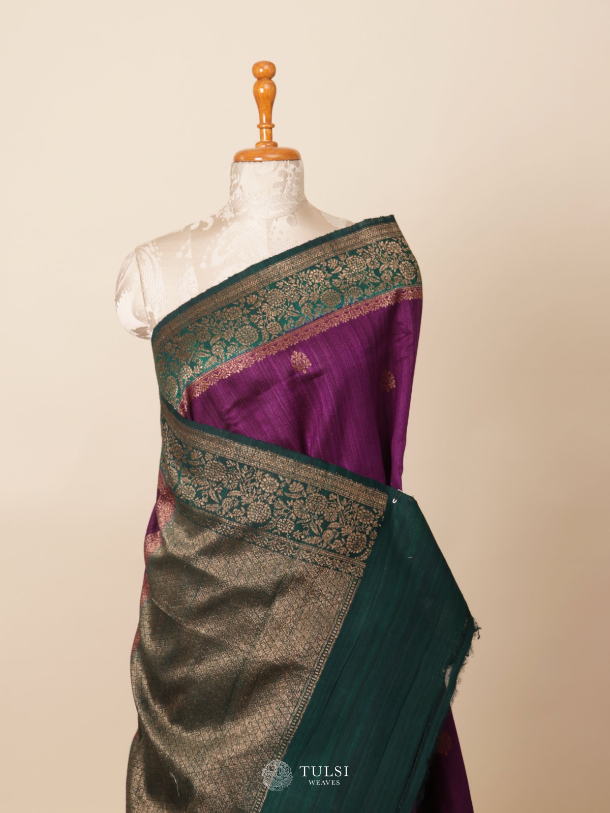 Purple Banaras Tussar Silk Saree