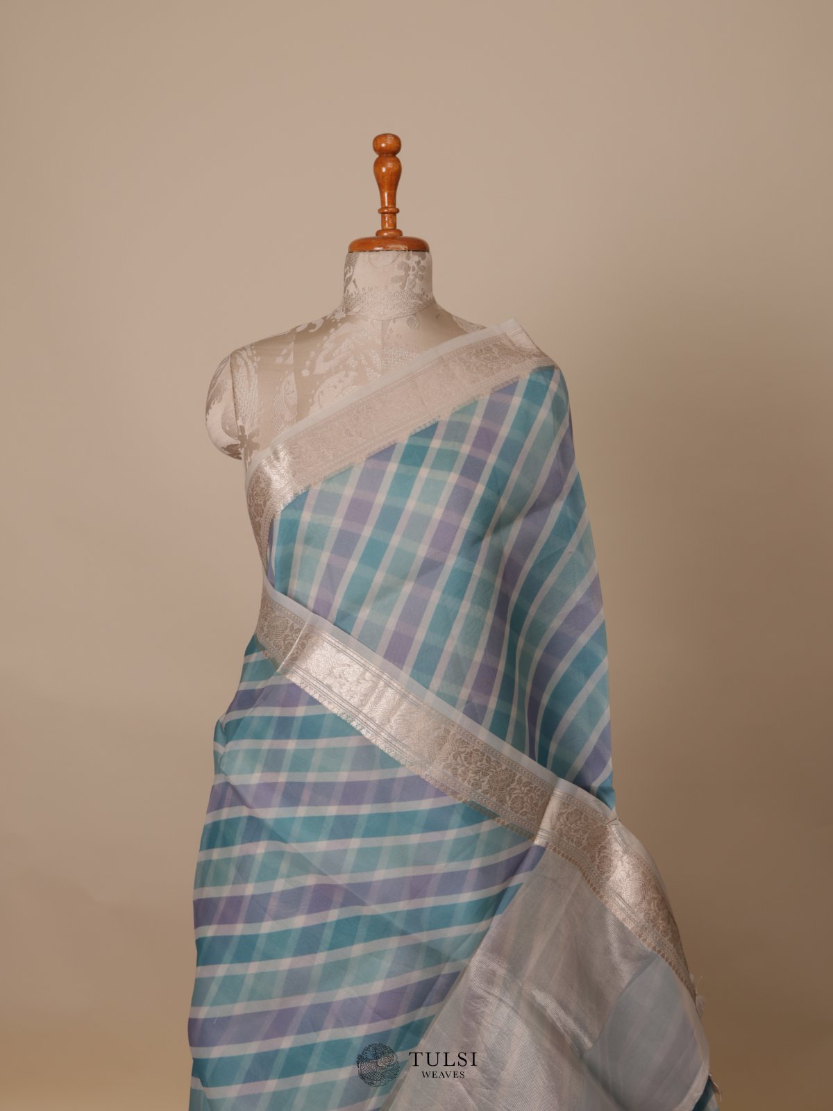 Multicolour Striped Organza Silk Saree
