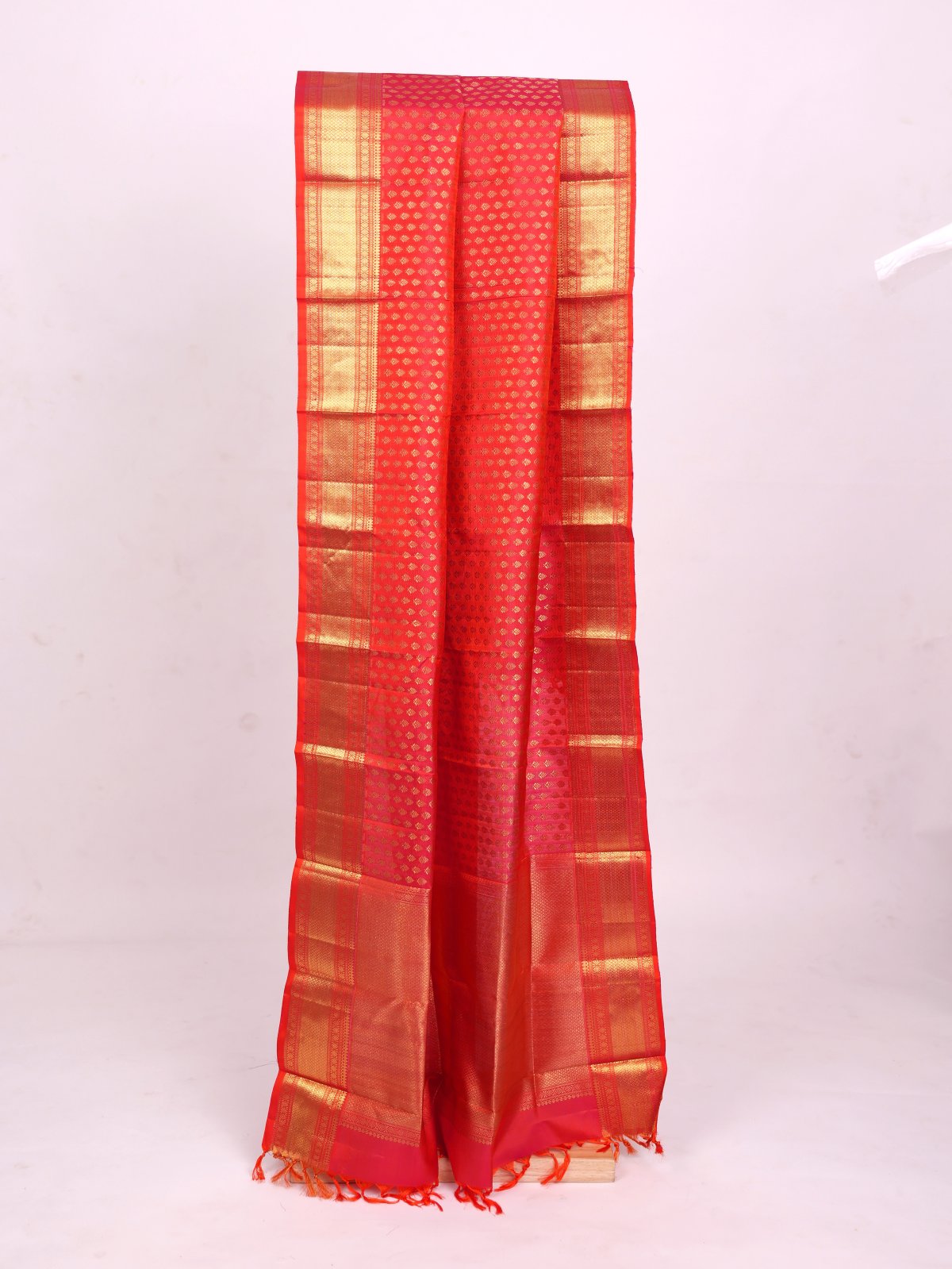Pinkish Orange Kanjeevaram Silk Dupatta