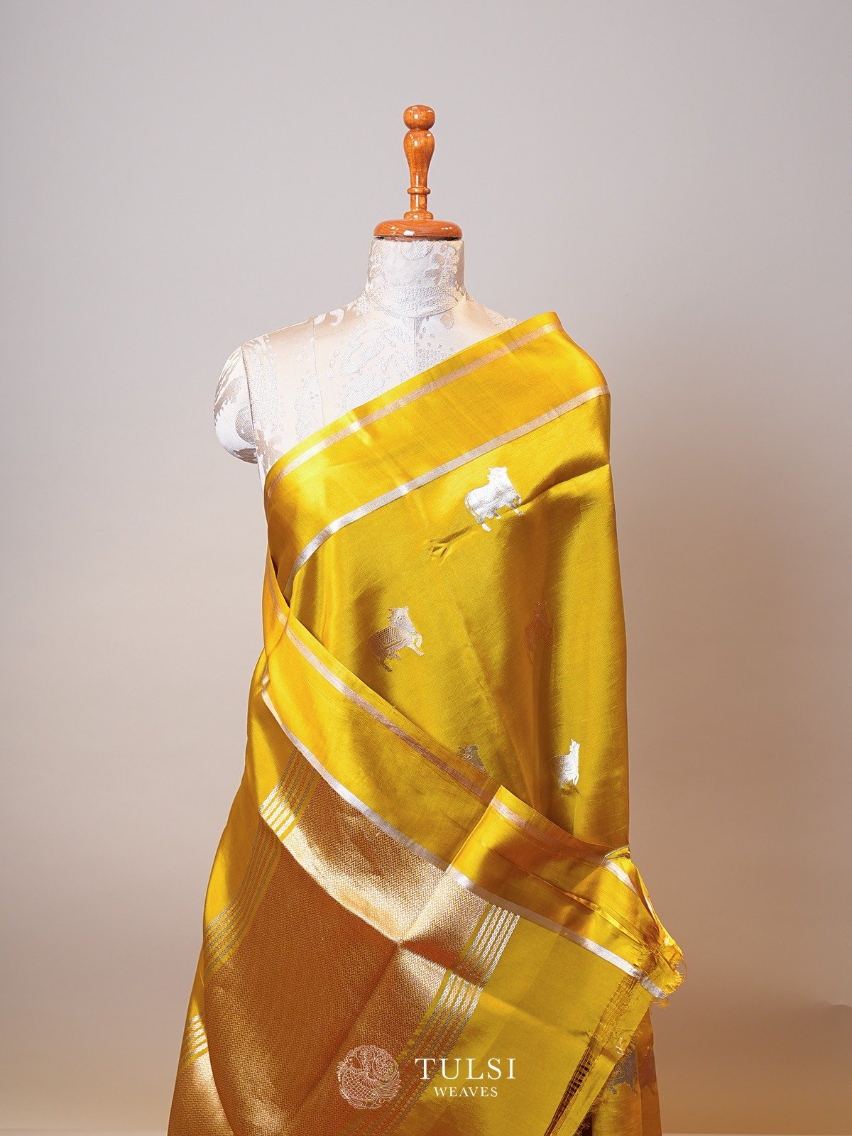 Yellow Mashru Silk Saree