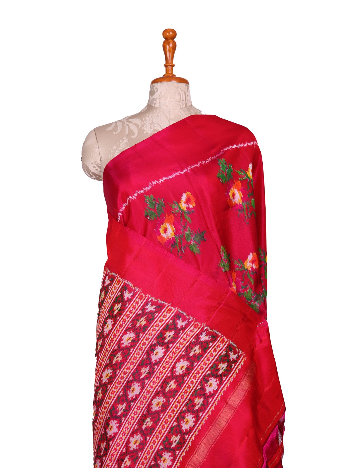 Reddish Pink Patola Silk Saree