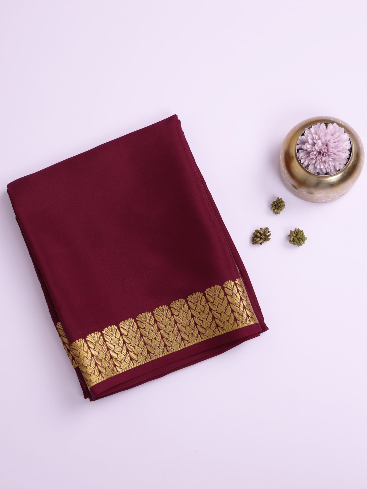 Wine Mysore Silk Saree 