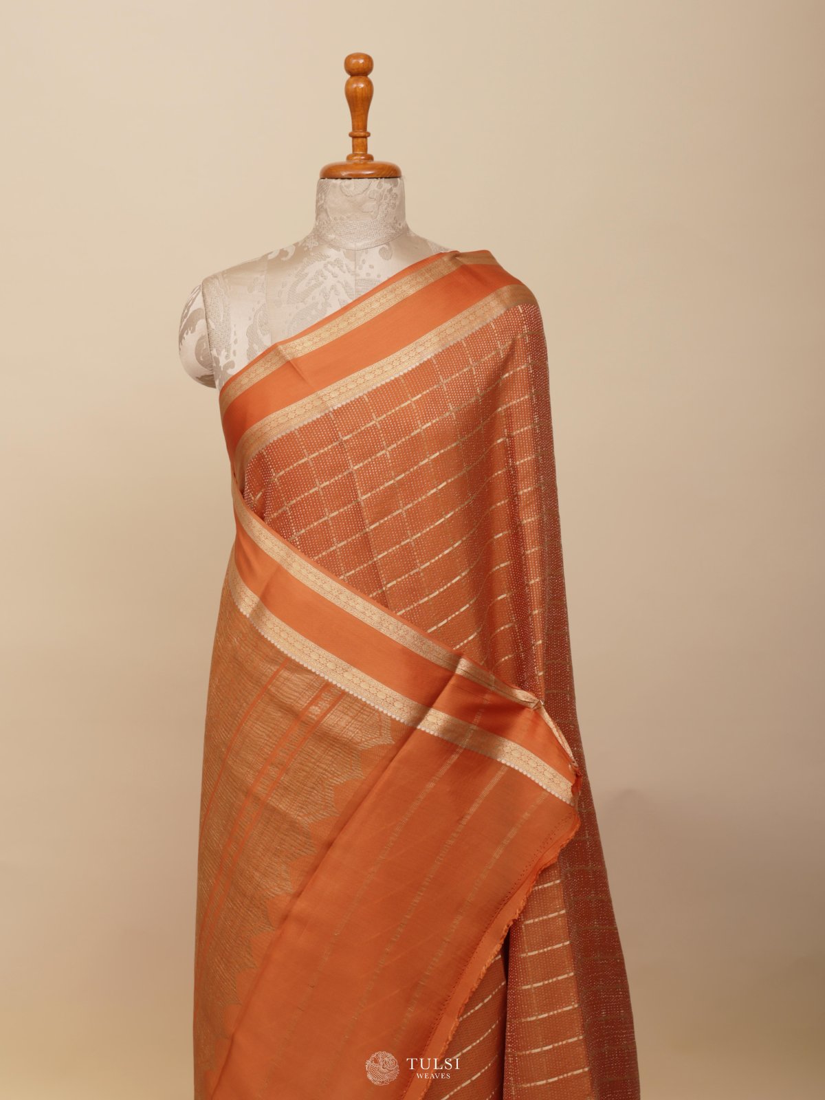 Dusty Orange Mysore Silk Saree