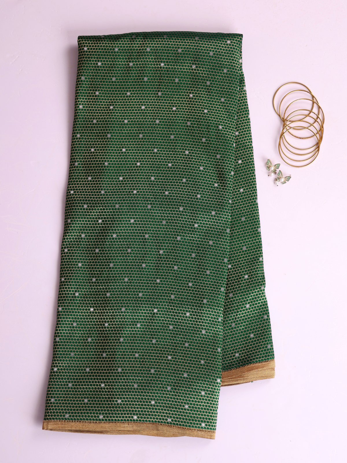 Bottle Green Mashru Silk Saree