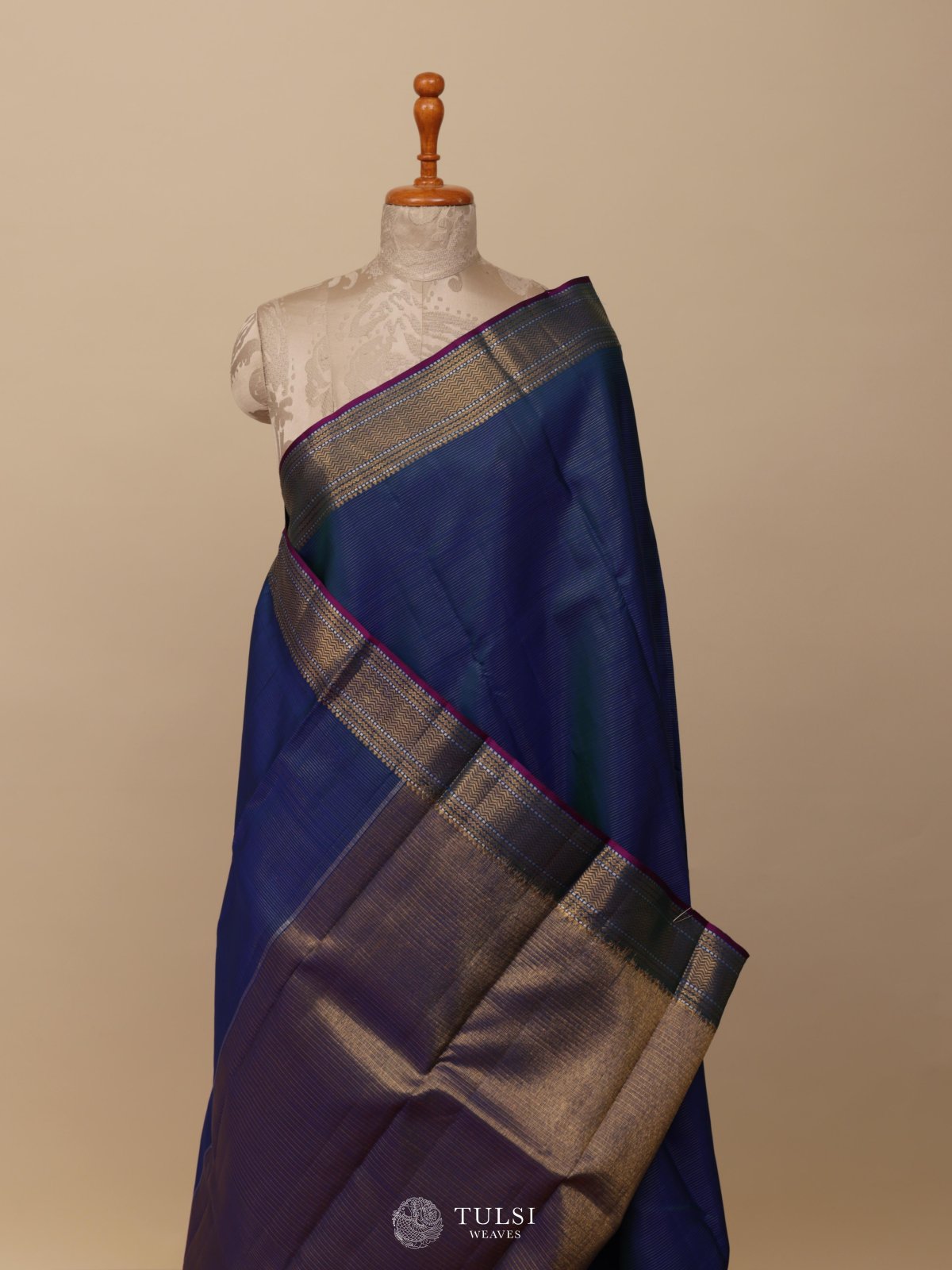 Peacock Blue Kanjeevaram Silk Saree